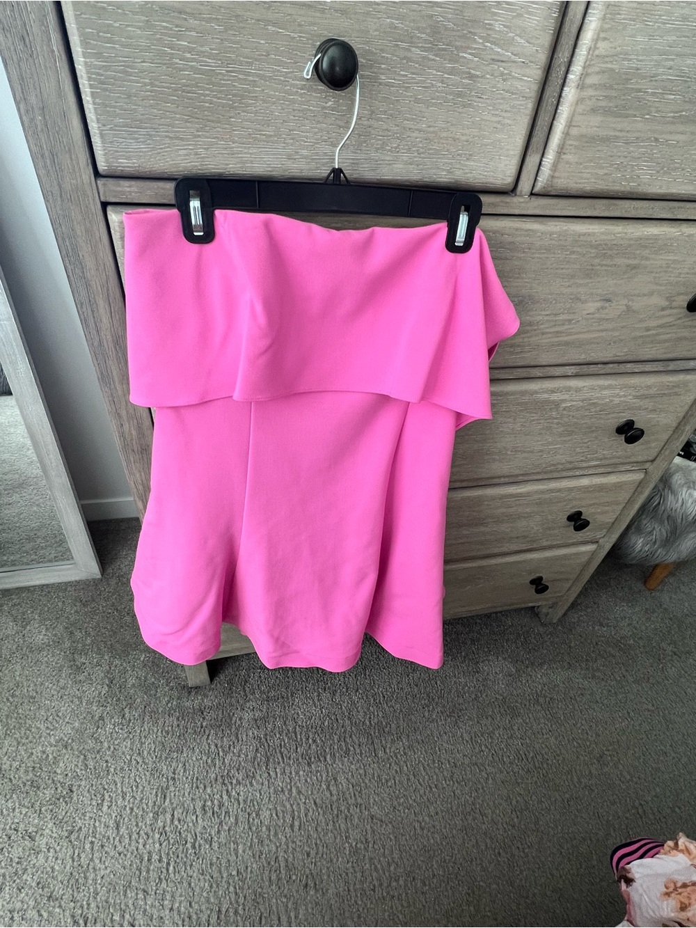 Likely Hot Pink Strapless Ruffle Mini Dress